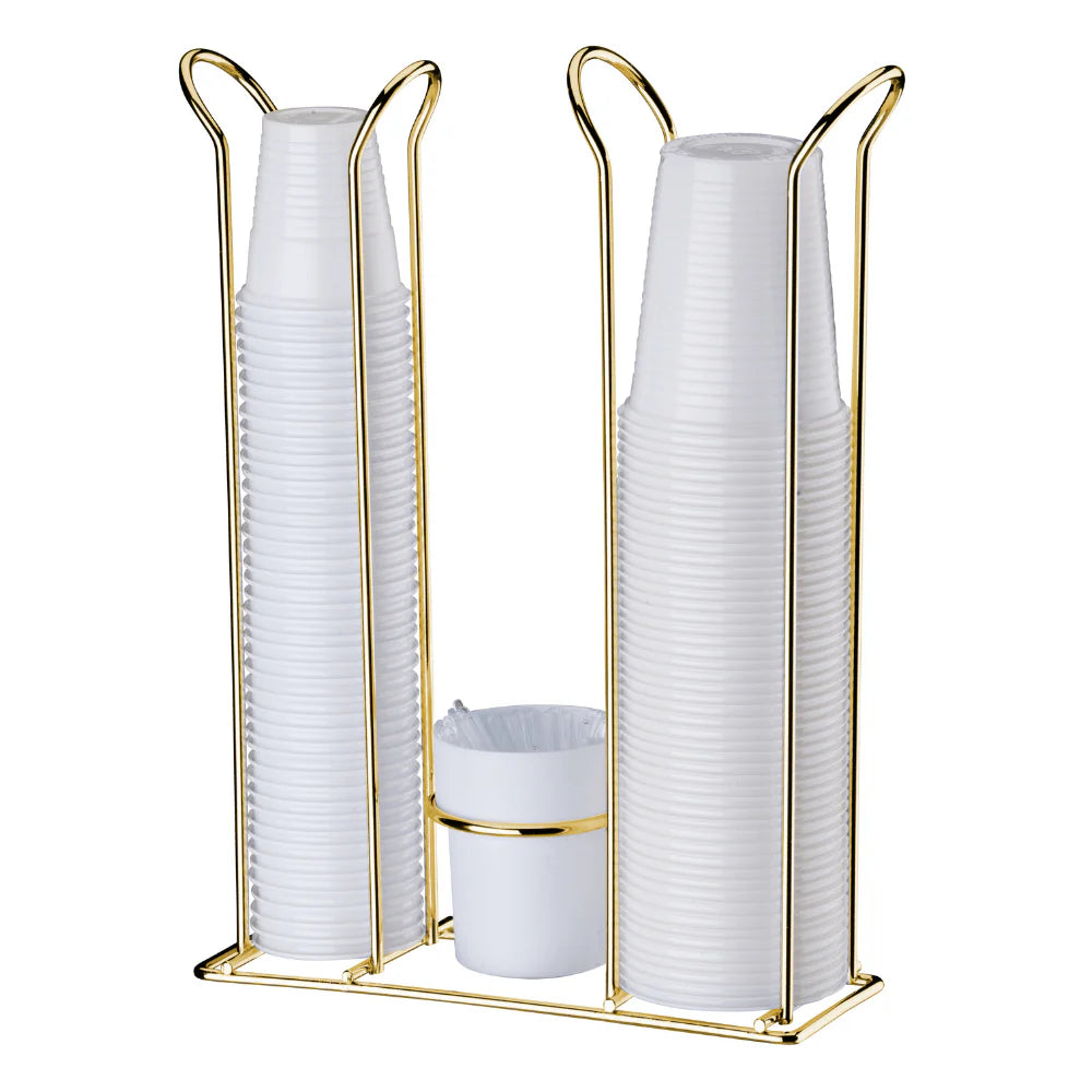 Porta Copos Descartáveis 200ml-50/80ml Com Porta Mexedor Dourado