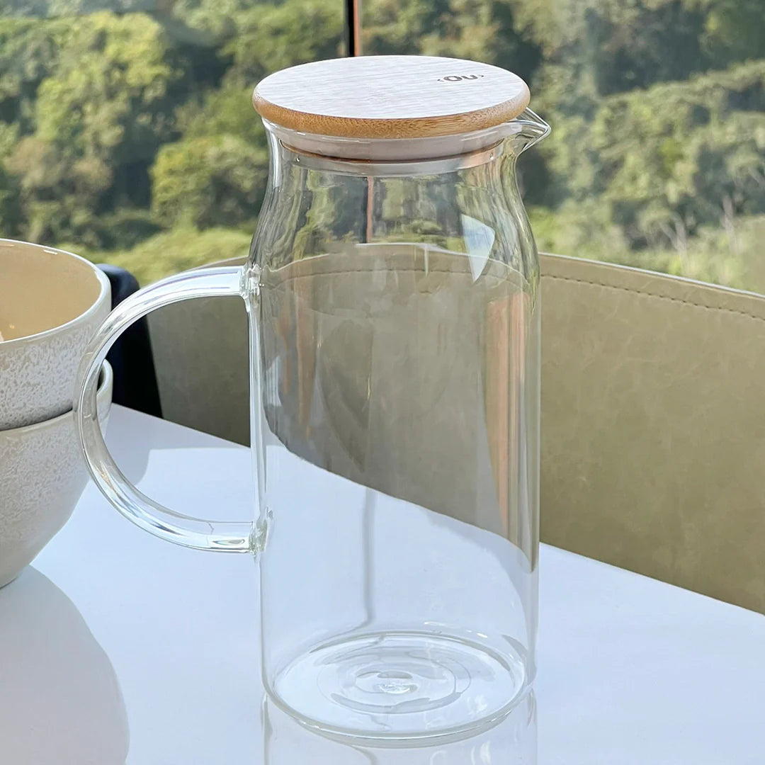 Jarra de Vidro Sense com Tampa de Bambu 1,15 Litros