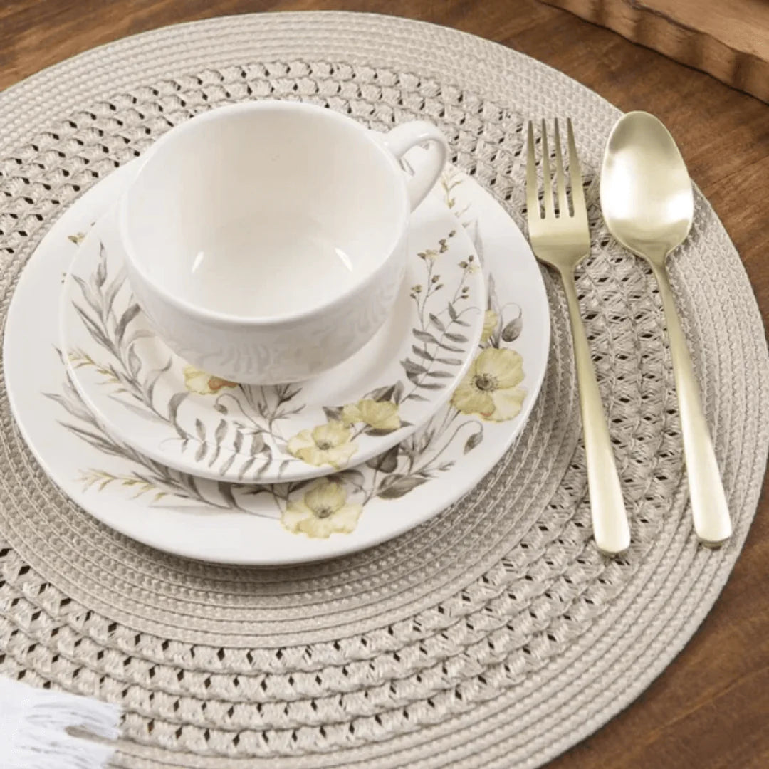 Jogo Americano Redondo Avulso Luna Tressê Vanilla 38cm