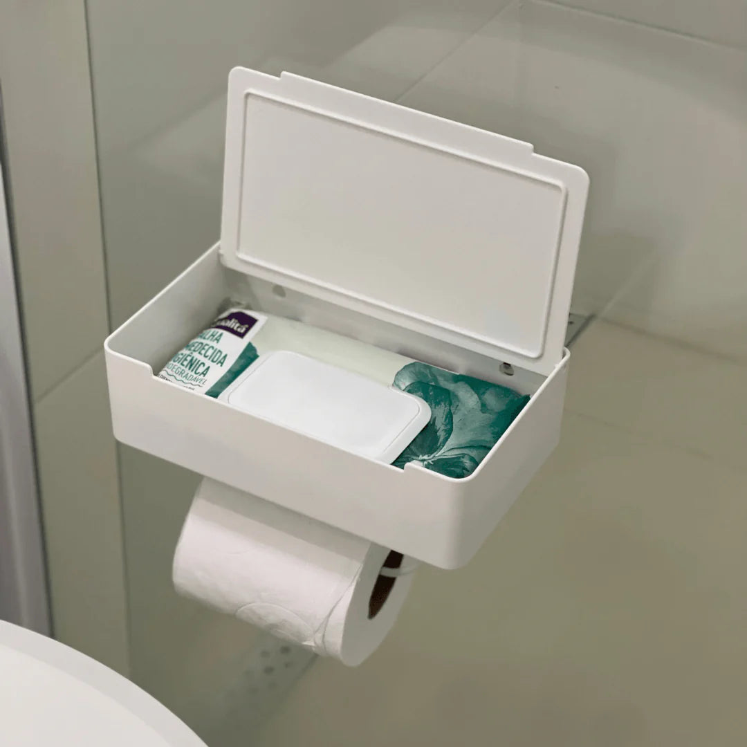 Suporte Papel Higiênico com Porta Objetos 3M Branco