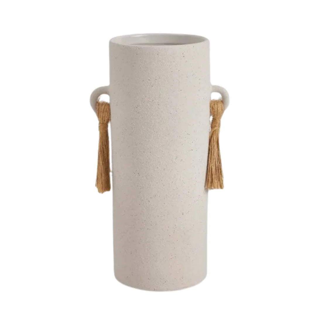 Vaso em Cerâmica com Corda Off White 26,5cm