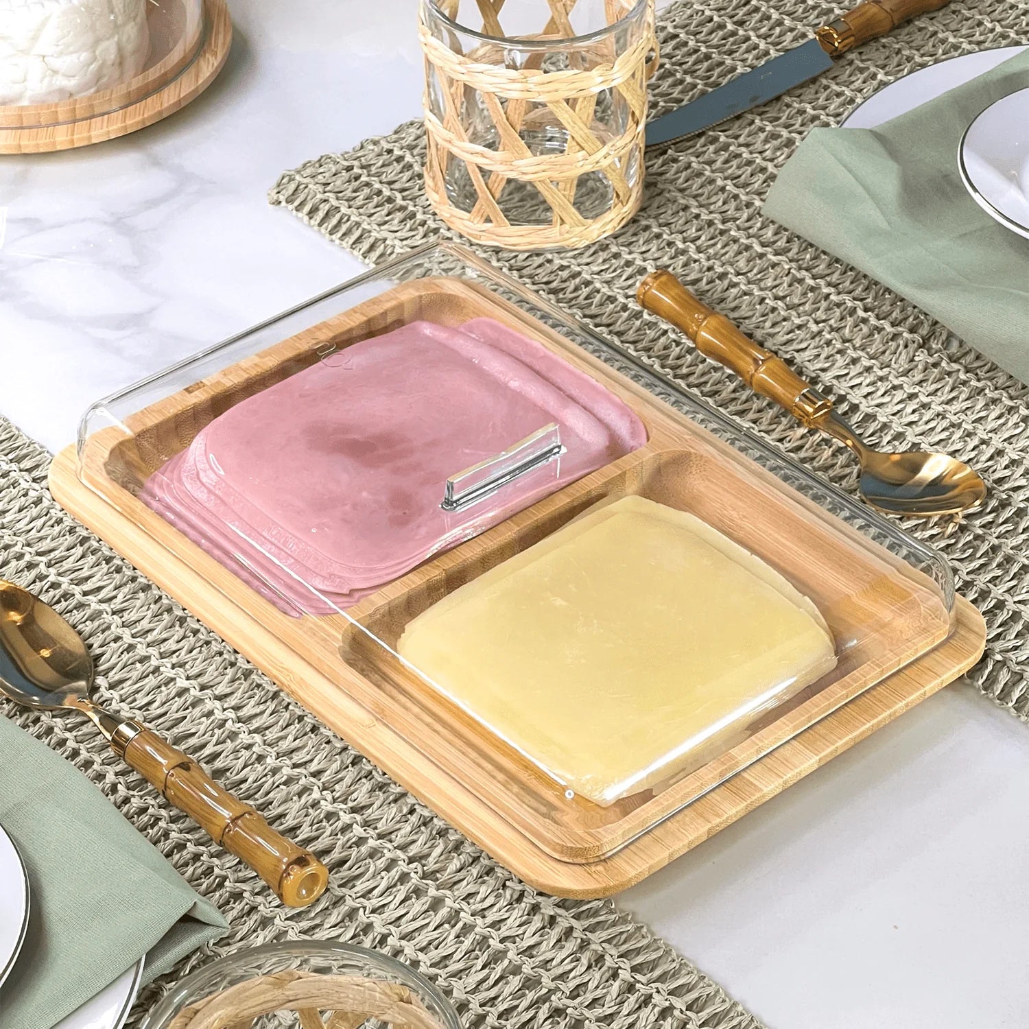 Porta Frios Duplo em Bambu com Tampa Sense 26,5cm