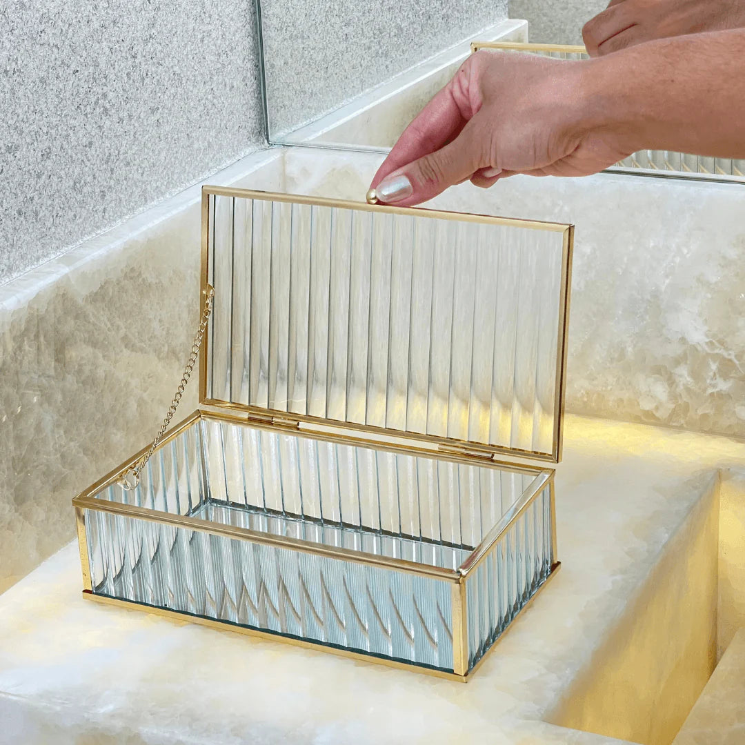 Caixa em Vidro com Metal 21cm P