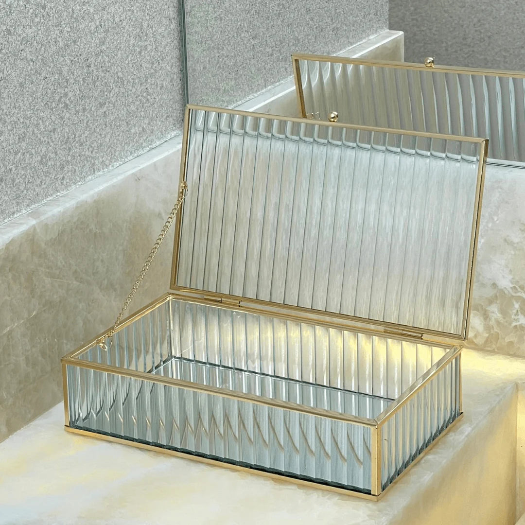 Caixa em Vidro com Metal 25cm G