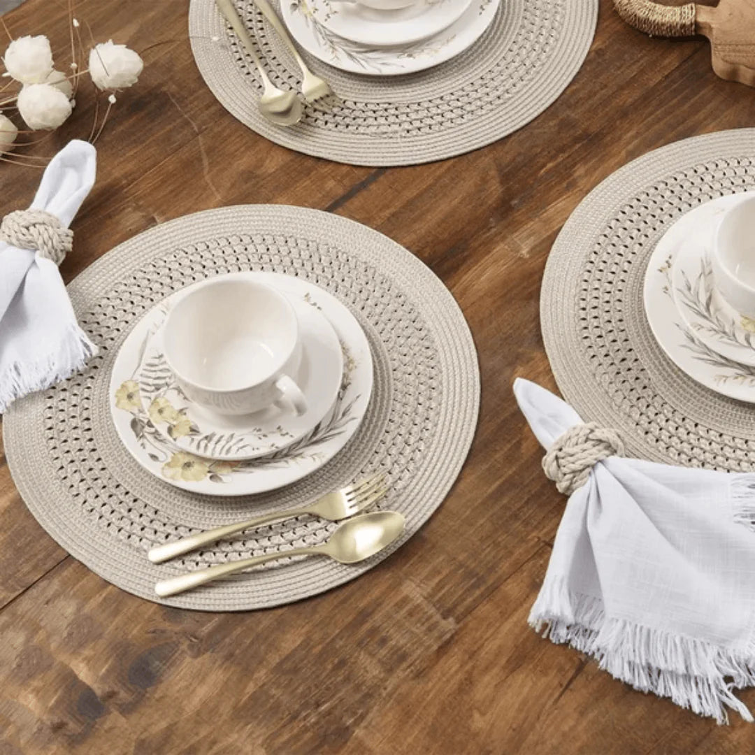 Jogo Americano Redondo Avulso Luna Tressê Vanilla 38cm