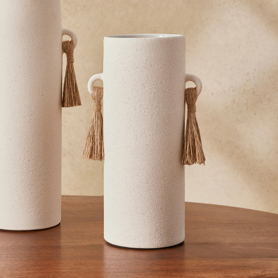 Vaso em Cerâmica com Corda Off White 26,5cm