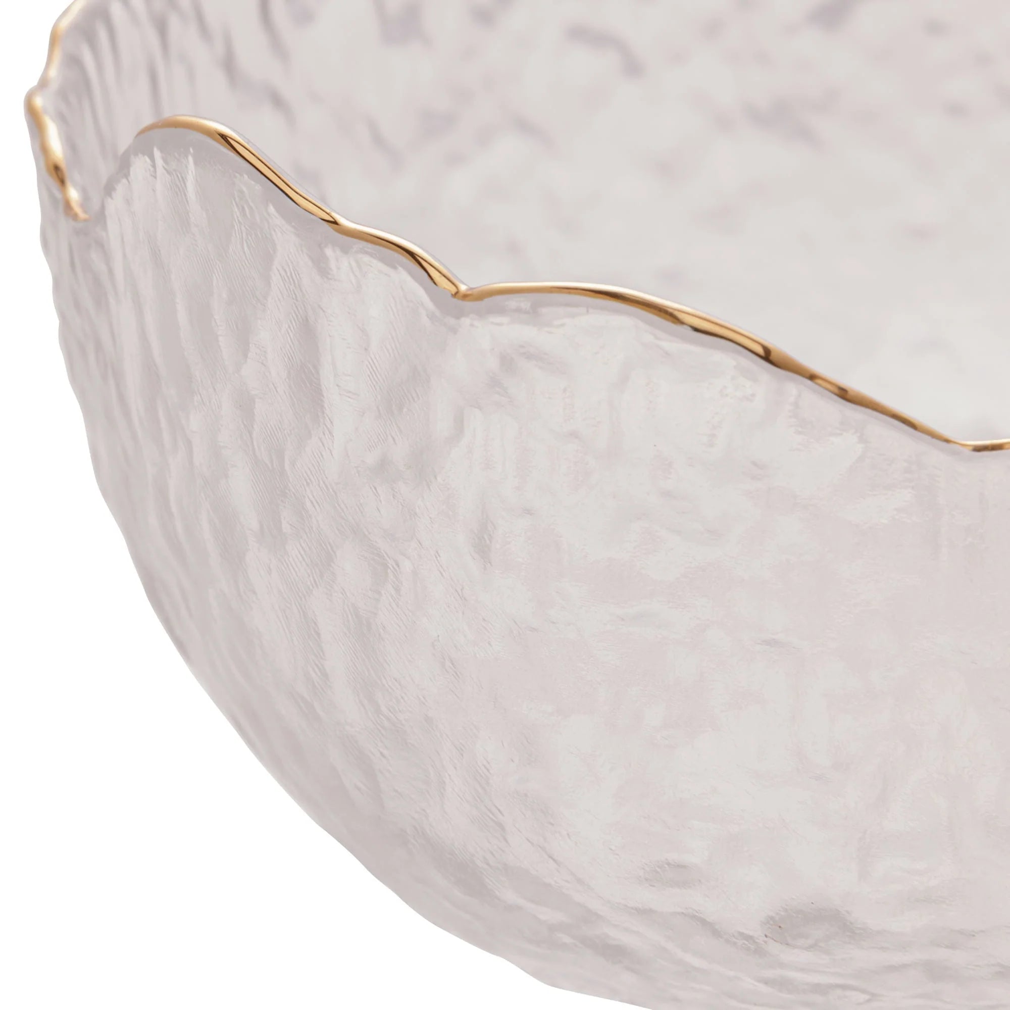 Bowl Cristal de Chumbo Martelado com Borda Dourado Taj 19cm