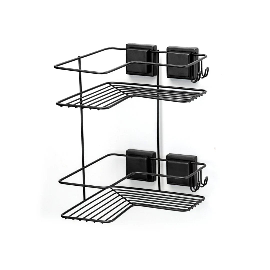 Cantoneira Porta Shampoo Dupla Fixação Ventosa Preto