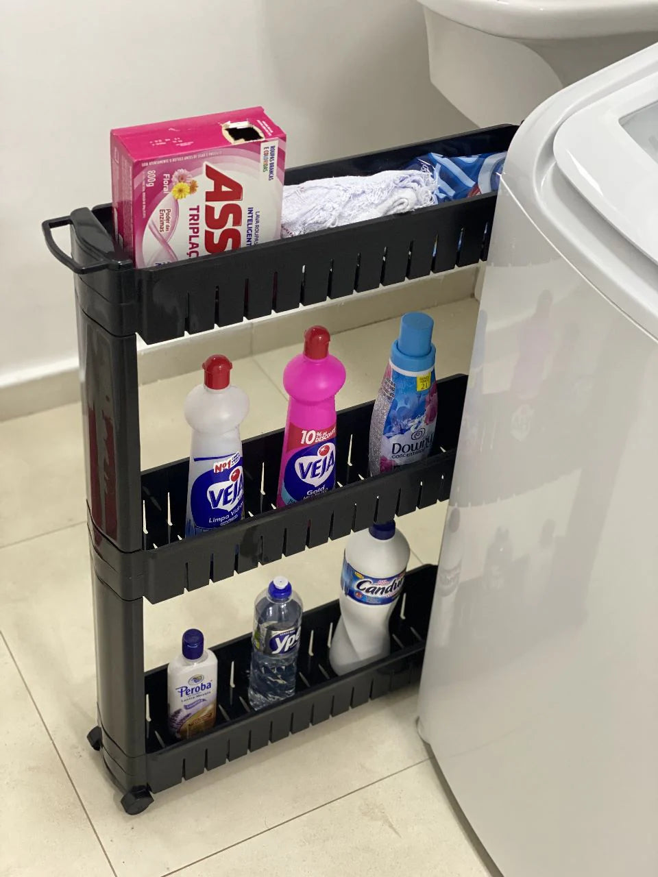 Carrinho Organizador Prateleira Multiuso Com Rodízios Preto