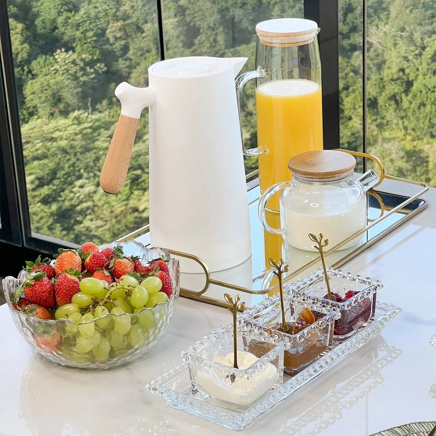 Chaleira de Vidro Borossilicato com Tampa em Bambu 600ml