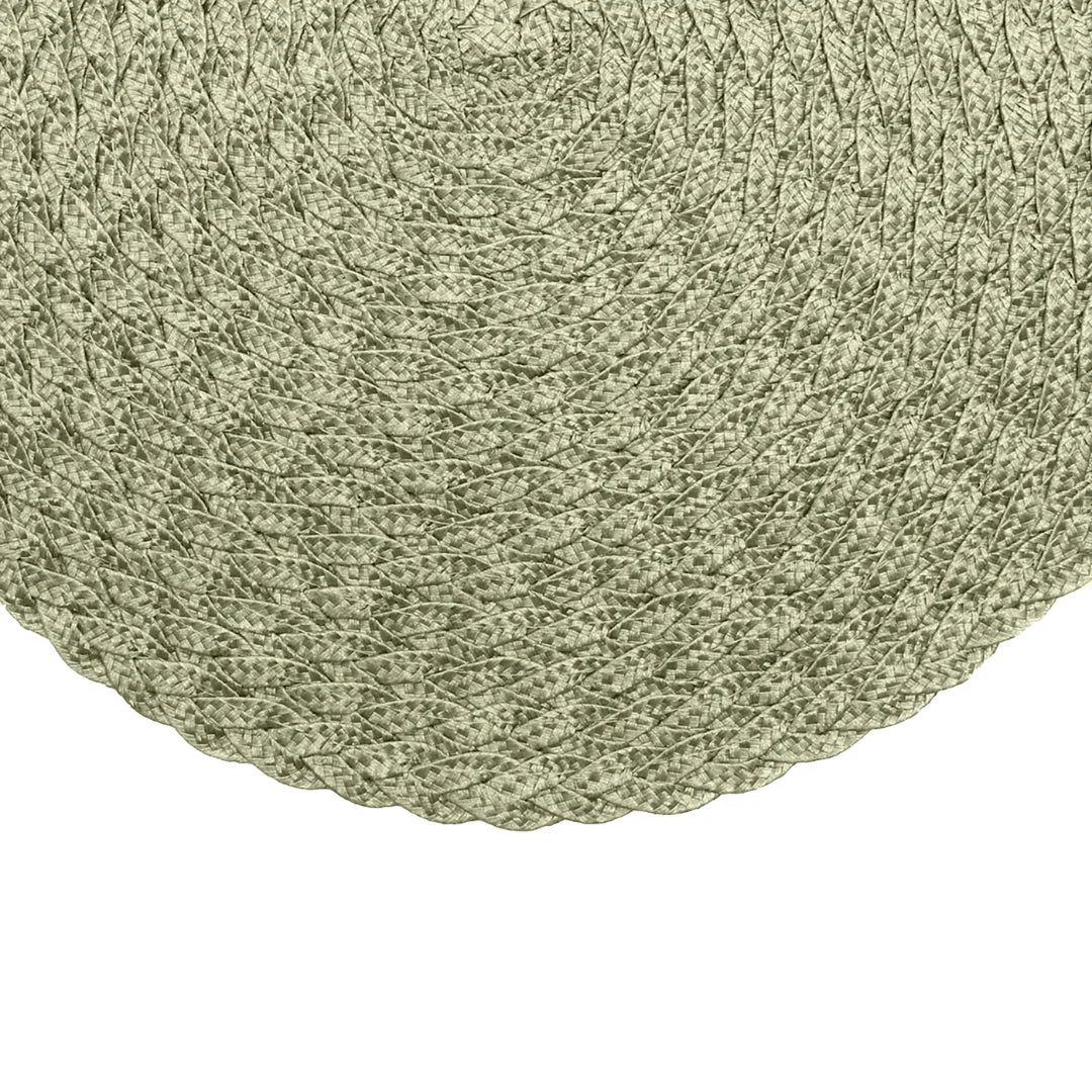 Jogo Americano Redondo Poliéster Leaf Oliva Verde 38cm